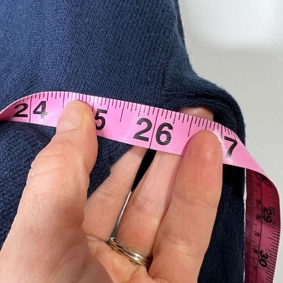 Moth Women's Navy Blue V Neck Ruffled Details Flare Hem Sweater Size Large - Picture 9 of 11